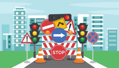 Işıklı ve Ekipmanlı Trafik Konsepti