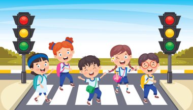 Komik Karakterli Trafik Konsepti