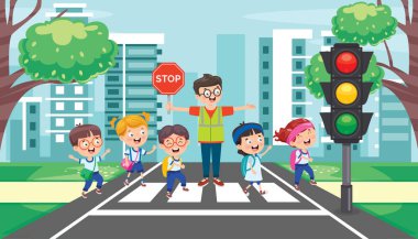 Komik Karakterli Trafik Konsepti