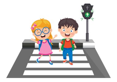 Komik Karakterli Trafik Konsepti