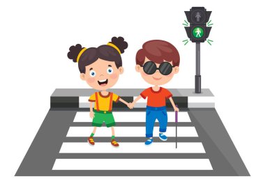 Komik Karakterli Trafik Konsepti