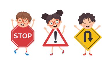 Komik Karakterli Trafik Konsepti