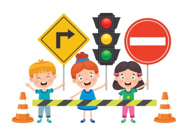 Komik Karakterli Trafik Konsepti