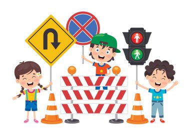 Komik Karakterli Trafik Konsepti