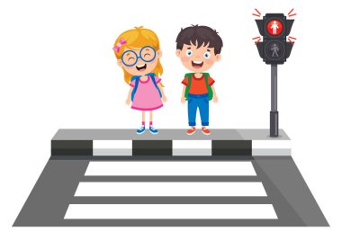 Komik Karakterli Trafik Konsepti