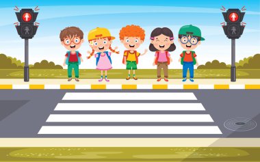 Komik Karakterli Trafik Konsepti