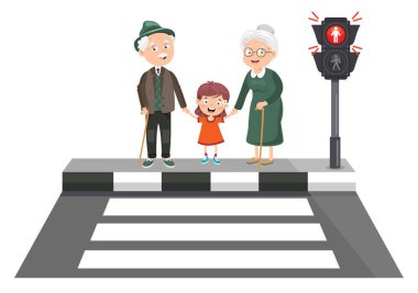 Komik Karakterli Trafik Konsepti