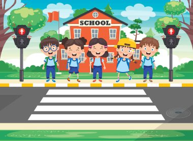 Komik Karakterli Trafik Konsepti