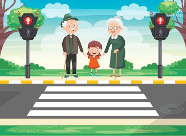 Komik Karakterli Trafik Konsepti