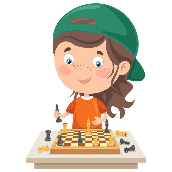 Personnage Bande Dessinée Jouant Jeu Échecs — Image vectorielle