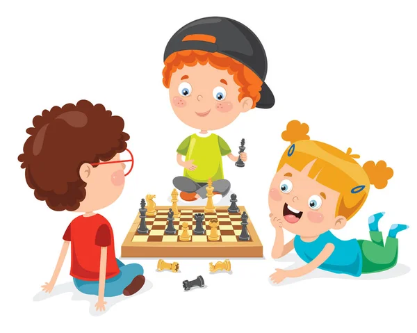 Personnage Bande Dessinée Jouant Jeu Échecs — Image vectorielle