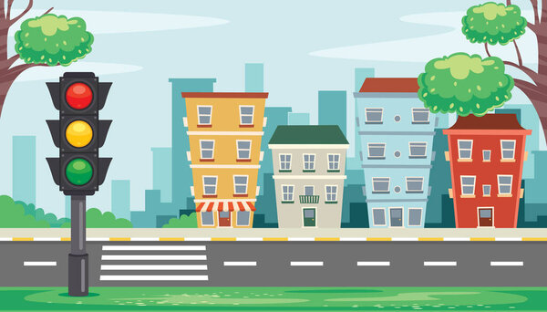 Концепция дорожного движения с освещением и оборудованием
