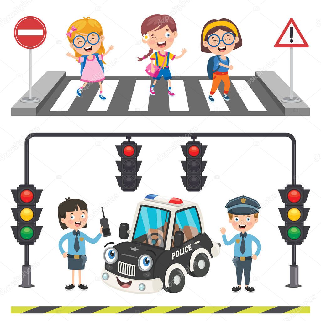 Traffic Concept With Funny Characters