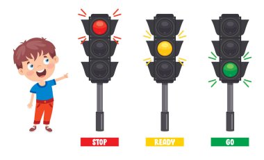 Komik Karakterli Trafik Konsepti