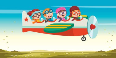 Mutlu Çocuk Uçakta Uçuyor