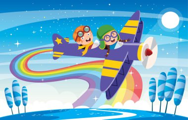 Mutlu Çocuk Uçakta Uçuyor