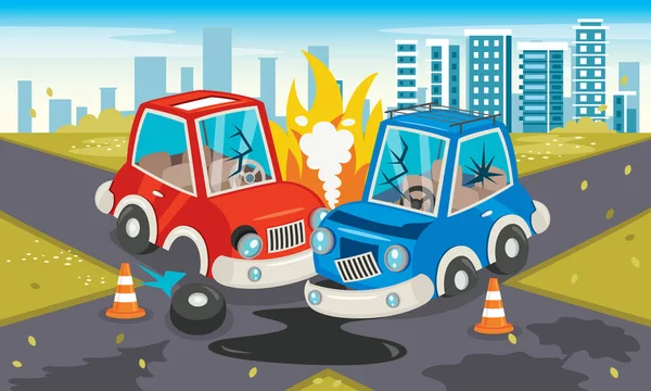 Σκηνή Ατυχήματος Αυτοκινητιστικό Δυστύχημα — Διανυσματικό Αρχείο