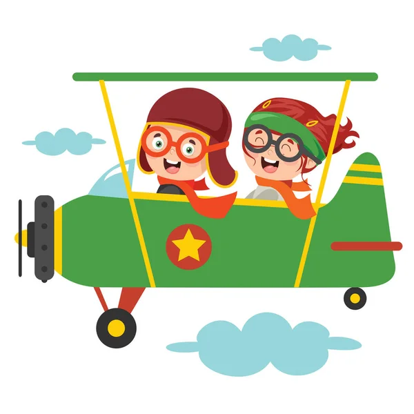 Ευτυχισμένο Παιδί Που Πετάει Αεροπλάνο — Διανυσματικό Αρχείο