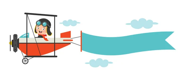 快乐小子坐飞机来了 — 图库矢量图片