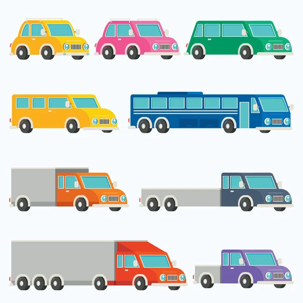 Set Von Verschiedenen Cartoon Fahrzeugen — Stockvektor