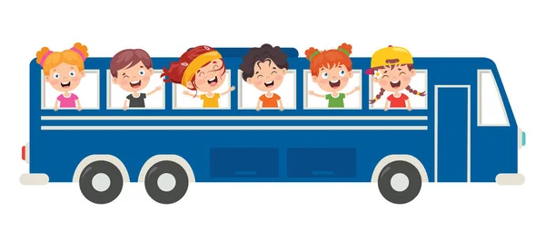 Personagens Desenhos Animados Viajando Com Veículo — Vetor de Stock