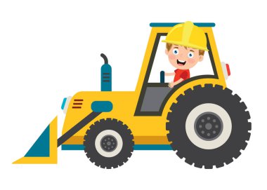 Komik Çocuk Yükleyici Makinesi Kullanıyor