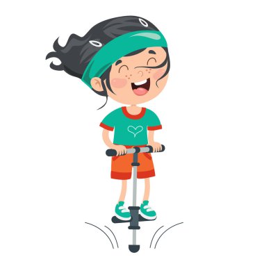 Komik Çocuk Pogo Çubuğuyla Oynuyor