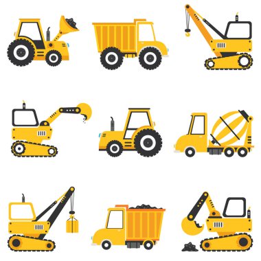 Set Of Various Construction Machines clipart