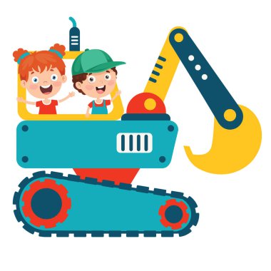 Komik Çocuk Kazı Makinesi Kullanıyor