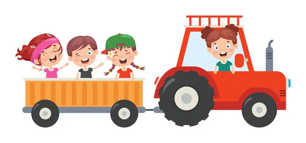 Funny Kid Tractor - Stok Vektor