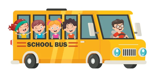 Boldog Gyermekek Iskolabusz — Stock Vector