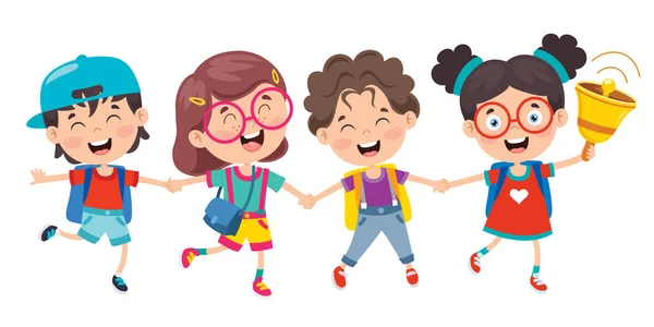 Happy Cute Cartoon School Children — Stockový vektor
