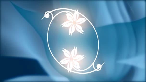Uma flor sendo desenhada em um fundo azul — Vídeo de Stock