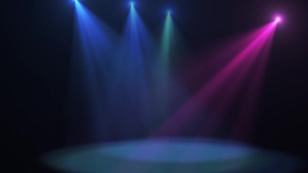 Eine Loopanimation von Disco-Lichtern, die auf einer Bühne leuchten — Stockvideo