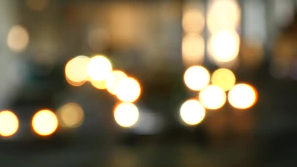 Shot of out of focus car lights — Stok Video