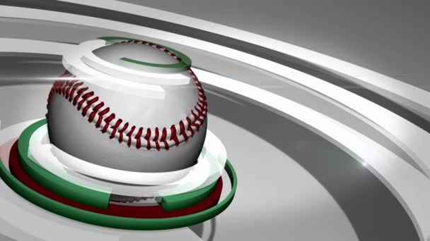 Spinning baseball på nyheter stil bakgrund — Stockvideo