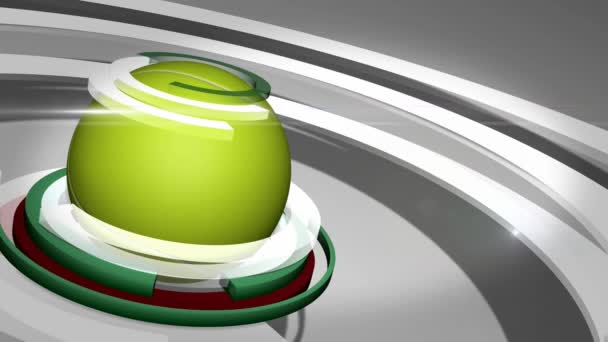 Spinning tennis ball on a news style background — Stock Video