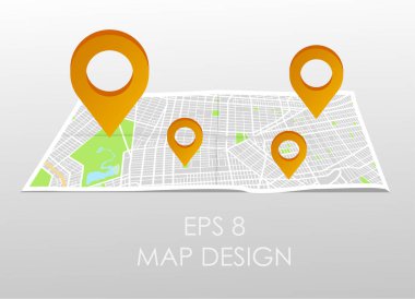 City map with marker pin. Abstract district city map design. Vector illustration. clipart