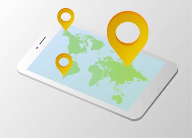 Harita. Mobil Dünya Haritası. Vektör çizim.