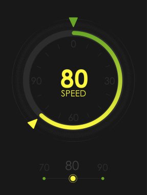 Vektör araba hız arabirimi. Taşıma otomobil illüstrasyon için Dashboard kapı aynası.