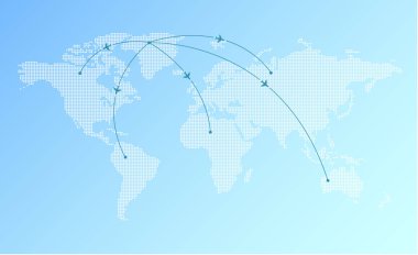 Noktalı dünya haritası. Vektör illüstrasyonu.