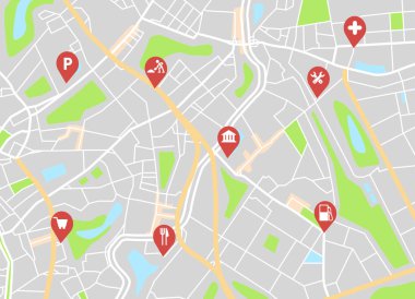 Pano Tema creative Infographic şehir harita navigasyon. Vektör çizim