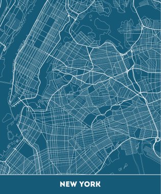 İyi organize ayrı katmanları ile vektör şehir haritası New York. Vektör çizim.