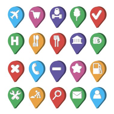 Şehir harita simgeler vektör çizim.