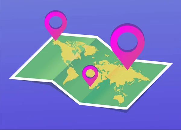 Vektorové Mapy Světa Mapovat Navigační Ikony Vektorové Ilustrace — Stockový vektor