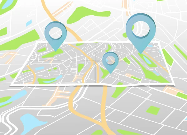 Marker Iğne Ile Şehir Haritası Lçe Şehir Harita Tasarlamak Vektör — Stok Vektör