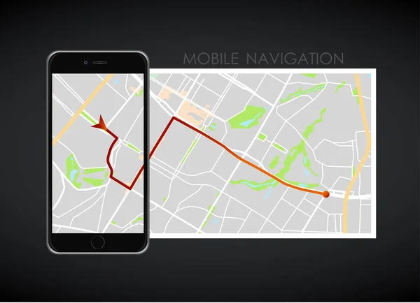 Dashboard Téma Kreatív Infographic Város Térkép Navigáció Telefon Vektoros Illusztráció — Stock Vector