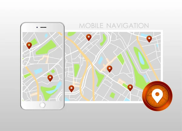 Tableau Bord Thème Infographie Créative Navigation Carte Ville Sur Téléphone — Image vectorielle