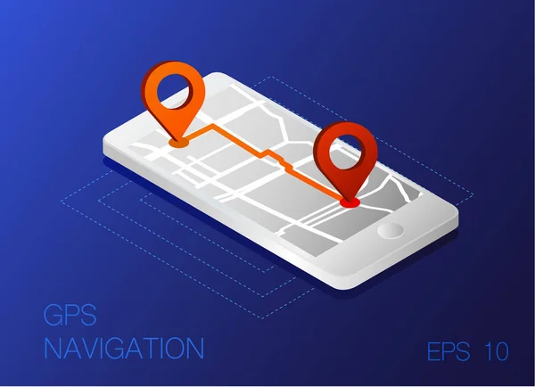 Gps Térképes Navigációs App Képernyő Smartphone Vektoros Illusztráció — Stock Vector