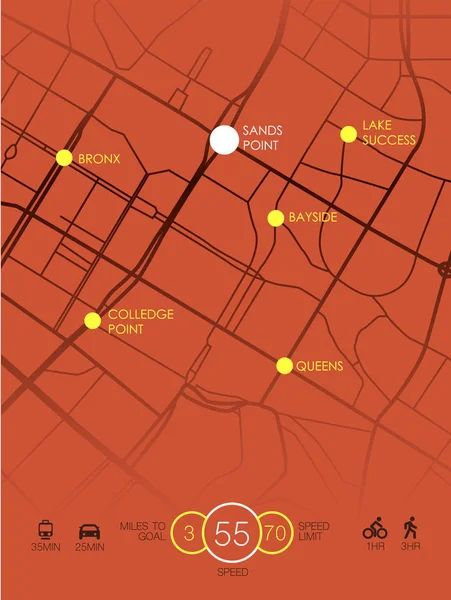 Dashboard Téma Kreatív Infographic Város Térkép Navigáció Vektoros Illusztráció — Stock Vector